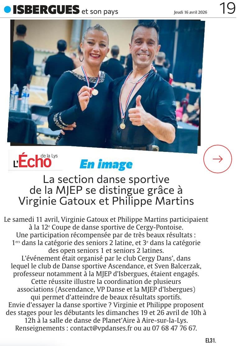 VP DANSES à l’honneur dans L’Écho de la Lys