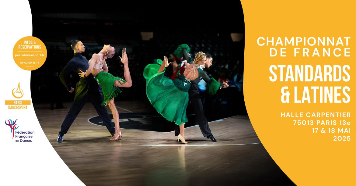 Championnat de France Latines & Standards, organisé par PARIS DANCESPORT, sous l'égide de la Fédération Française de Danses (FFD)