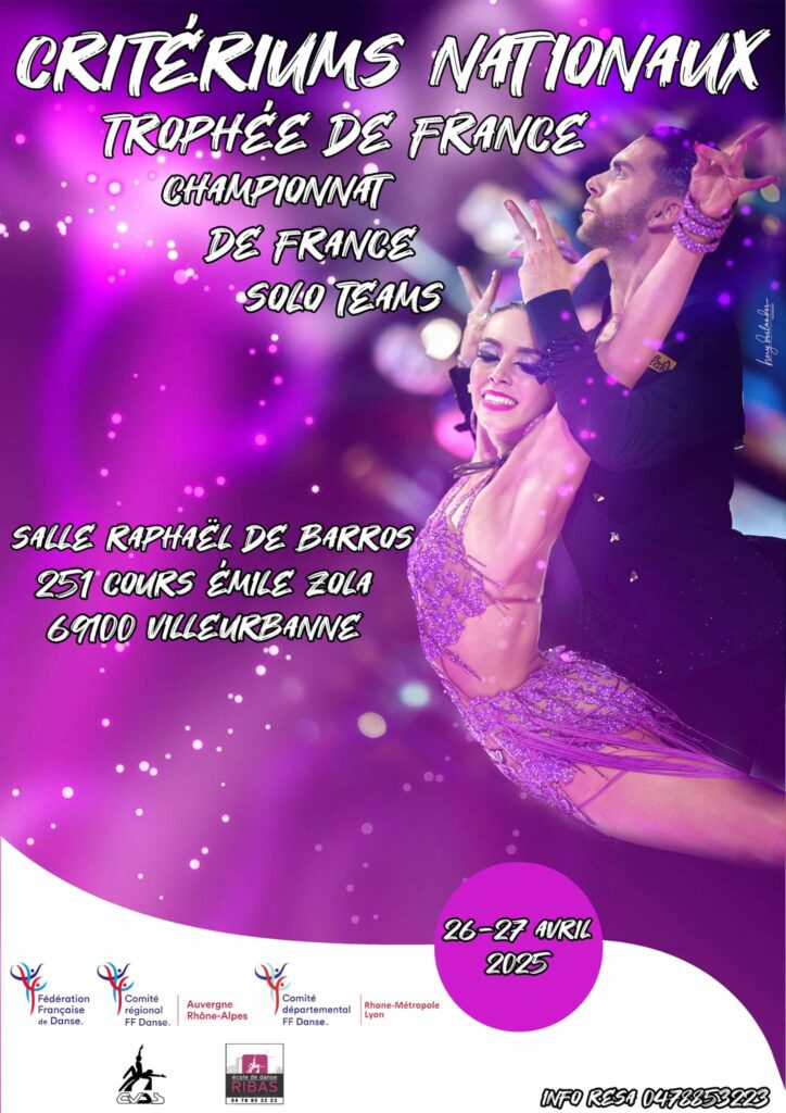 VP DANSES Hazebrouck aux Critérium FFD de Villeurbanne, le dimanche 27 avril 2025 dans la Catégorie Senior II Latines Avancés et Senior II Standards Intermediaires