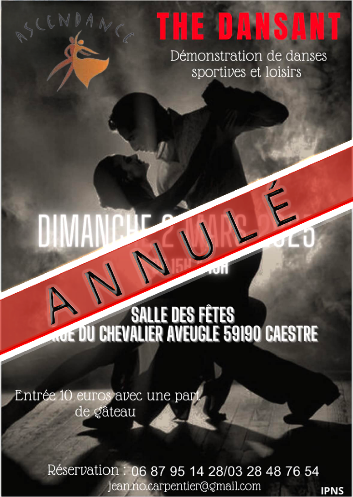 Thé dansant du 2 Mars 2025 organisé par l'association de danses ASCENDANCE, à Caëstre
