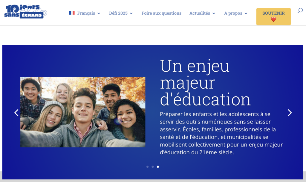 le DÉFI 10 JOURS SANS ÉCRANS, édition 2025 - Lien vers le site internet