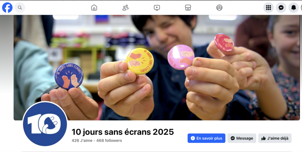 le DÉFI 10 JOURS SANS ÉCRANS, édition 2025 - Lien vers le site Facebook