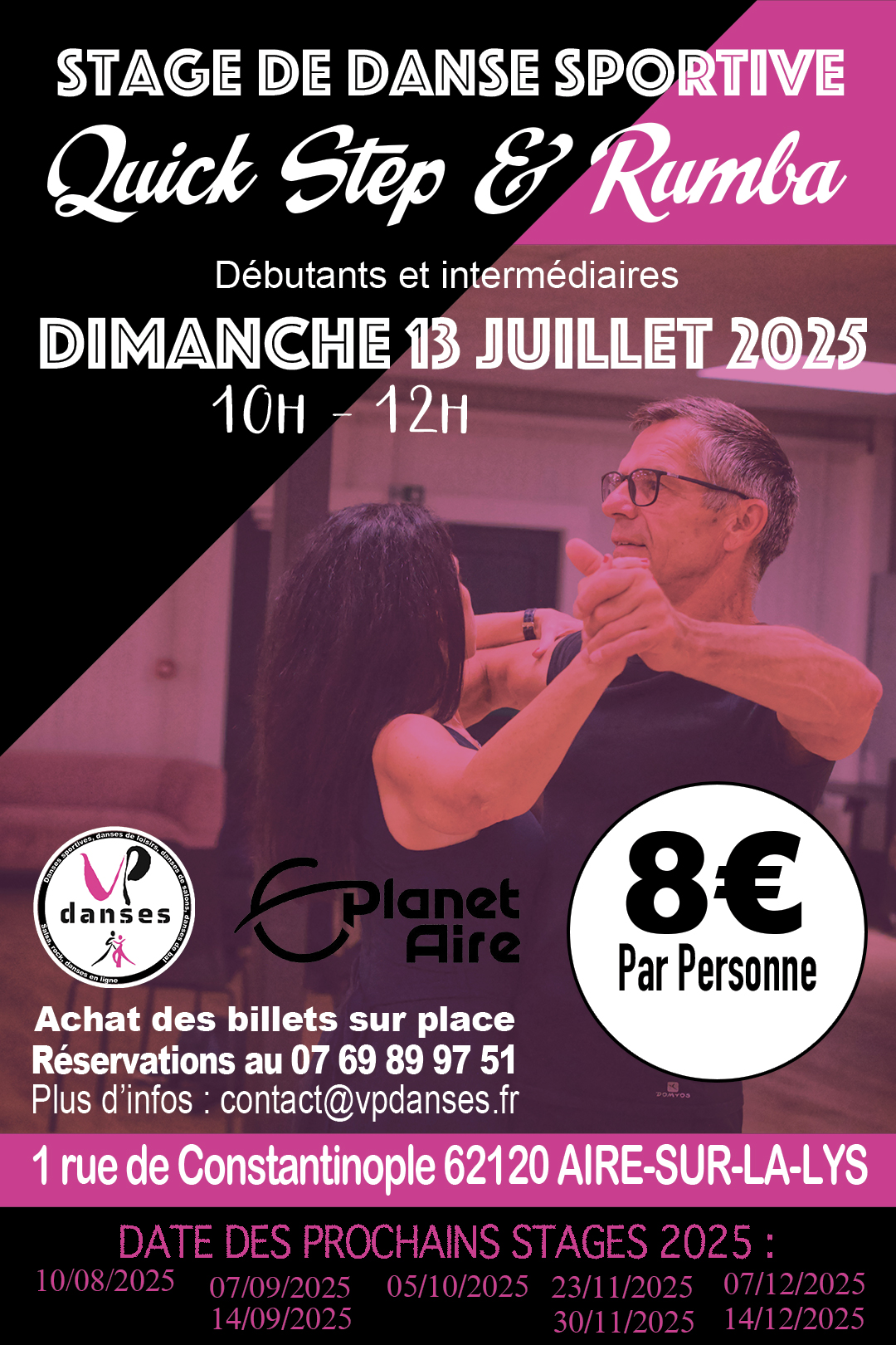 Stage de Danse Sportive du dimanche 13/07/2025 (Quick Step et Rumba) à Planet'Aire, Aire-sur-la-Lys