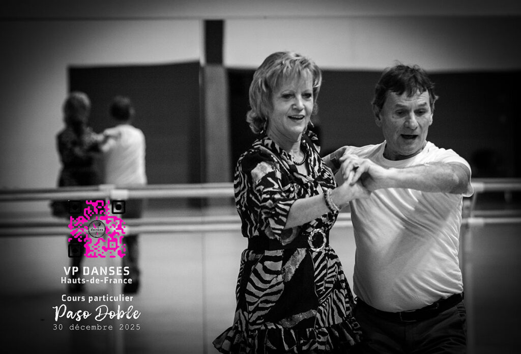 Paso Doble – Fallaway Whisk – Pascale et Gérard Pascale et Gérard travaillent la figure Fallaway Whisk en Paso Doble lors d’un cours particulier VP DANSES à Isbergues.