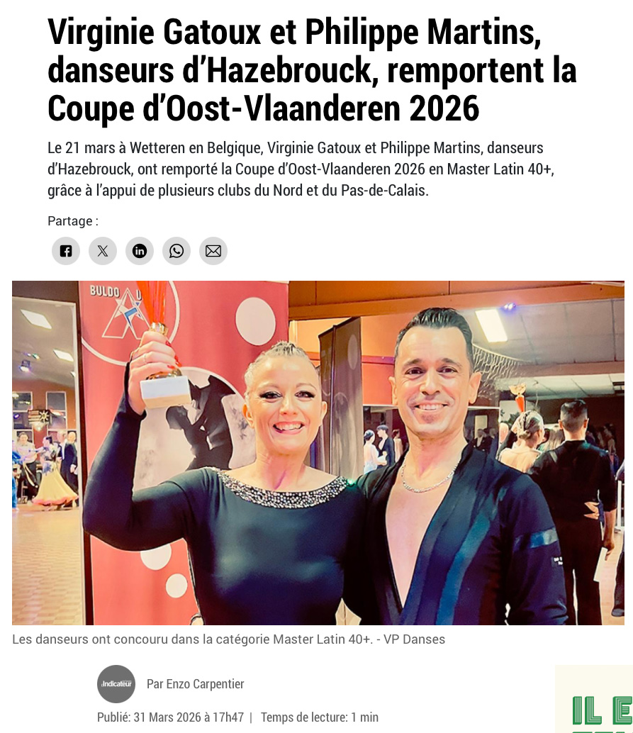 Danse sportive compétition VP DANSES Belgique 2026