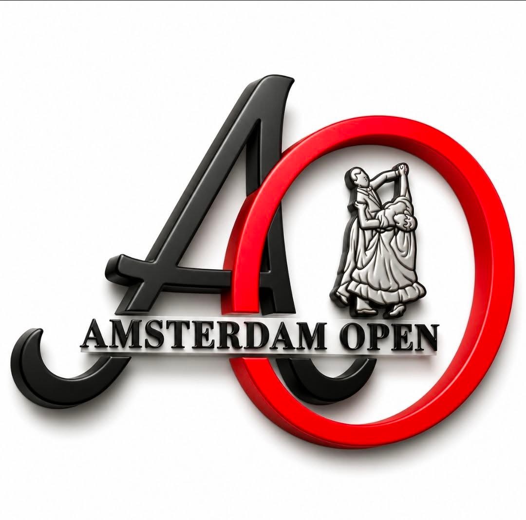 Affiche officielle de l’Amsterdam Open 2026, compétition internationale de danse sportive en catégorie Seniors 2 Latines aux Pays-Bas