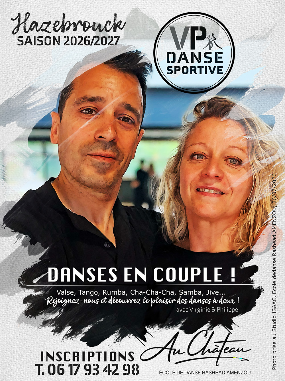 Virginie et Philippe de VP DANSES lors d'un entraînement de Rumba et de Samba au Studio ISAAC de l'École de Danse Rachid Amenzou à Hazebrouck.